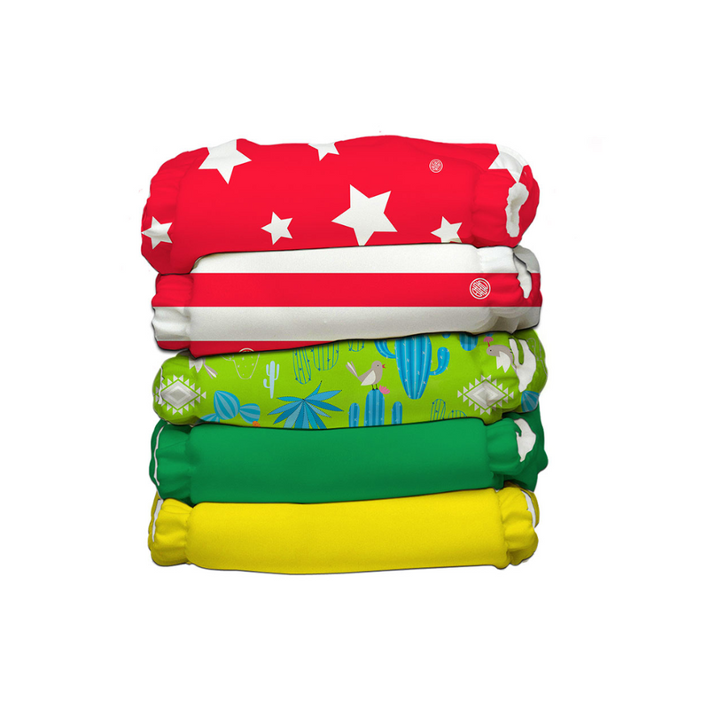 Washable Pocket Diapers Set of 5 nappies and 5 inserts