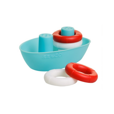 Boat bath toy with lifebuoys
