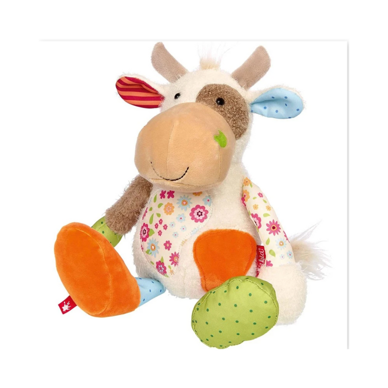 Sensory cow in patchwork plush