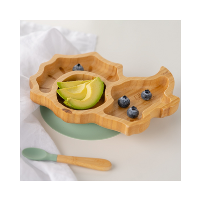 Organic Bamboo and silicone plate and spoon set