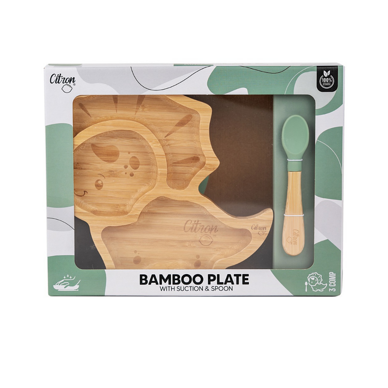 Organic Bamboo and silicone plate and spoon set