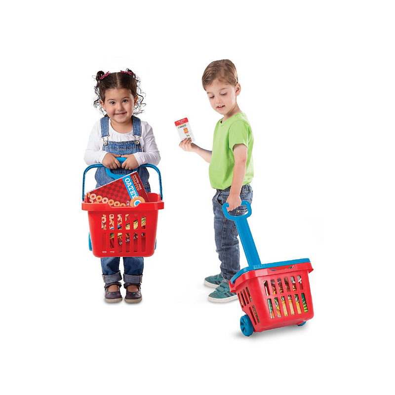 Shopping basket with wheels and handle